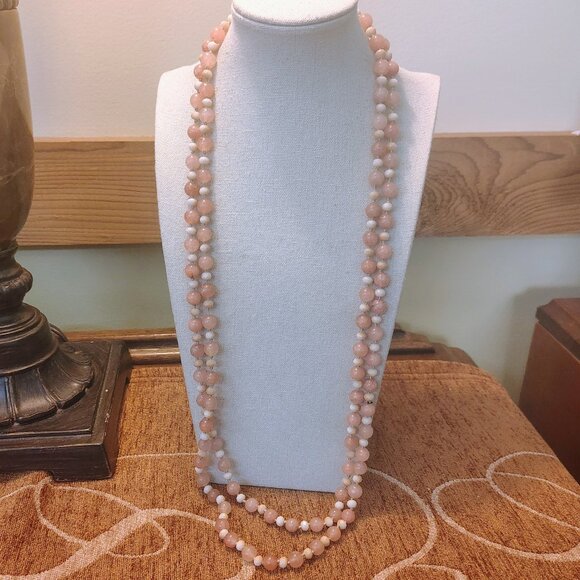 Pink Genuine Spinel Tied Bead Necklace Hand Knot Continuous - Picture 2 of 9